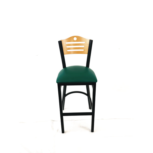 JMC Furniture Eagle Series Barstool, Supports Up to 300 lb, 28.5" Seat Height, Green Seat, Natural Back, Black Base (JMCEBBVGRND) Each