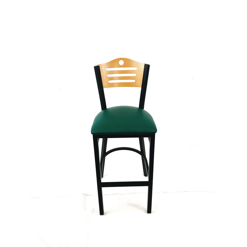 JMC Furniture Eagle Series Barstool, Supports Up to 300 lb, 28.5" Seat Height, Green Seat, Natural Back, Black Base (JMCEBBVGRND) Each