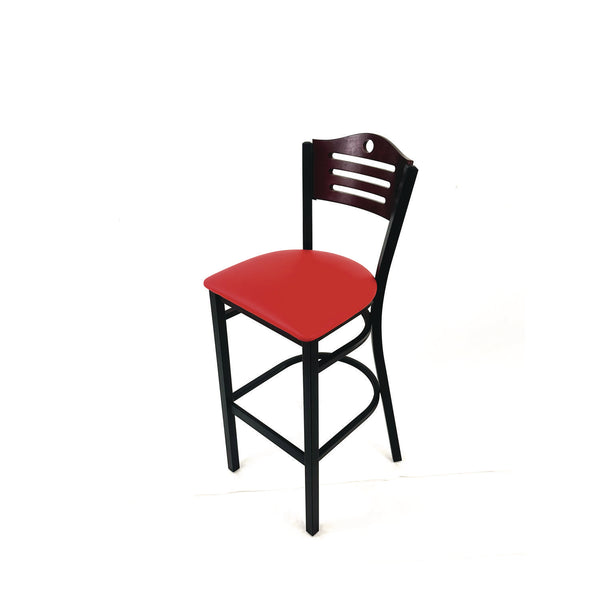 JMC Furniture Eagle Series Barstool, Supports Up to 300 lb, 28.5" Seat Height, Red Seat, Dark Mahogany Back, Black Base (JMCEBBVREDB) Each