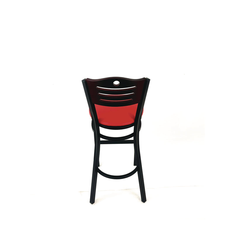 JMC Furniture Eagle Series Barstool, Supports Up to 300 lb, 28.5" Seat Height, Red Seat, Dark Mahogany Back, Black Base (JMCEBBVREDB) Each