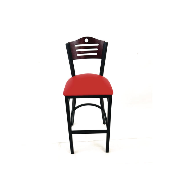 JMC Furniture Eagle Series Barstool, Supports Up to 300 lb, 28.5" Seat Height, Red Seat, Dark Mahogany Back, Black Base (JMCEBBVREDB) Each
