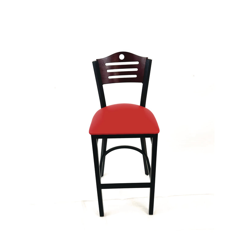 JMC Furniture Eagle Series Barstool, Supports Up to 300 lb, 28.5" Seat Height, Red Seat, Dark Mahogany Back, Black Base (JMCEBBVREDB) Each