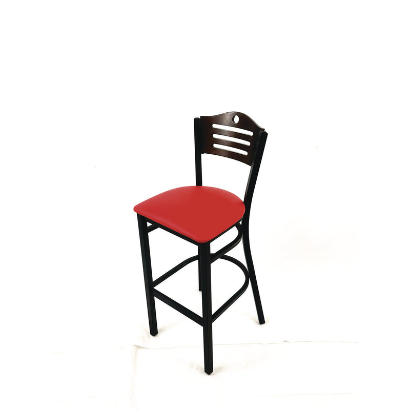 JMC Furniture Eagle Series Barstool, Supports Up to 300 lb, 28.5" Seat Height, Red Seat, Dark Walnut Back, Black Base (JMCEBBVREDC) Each