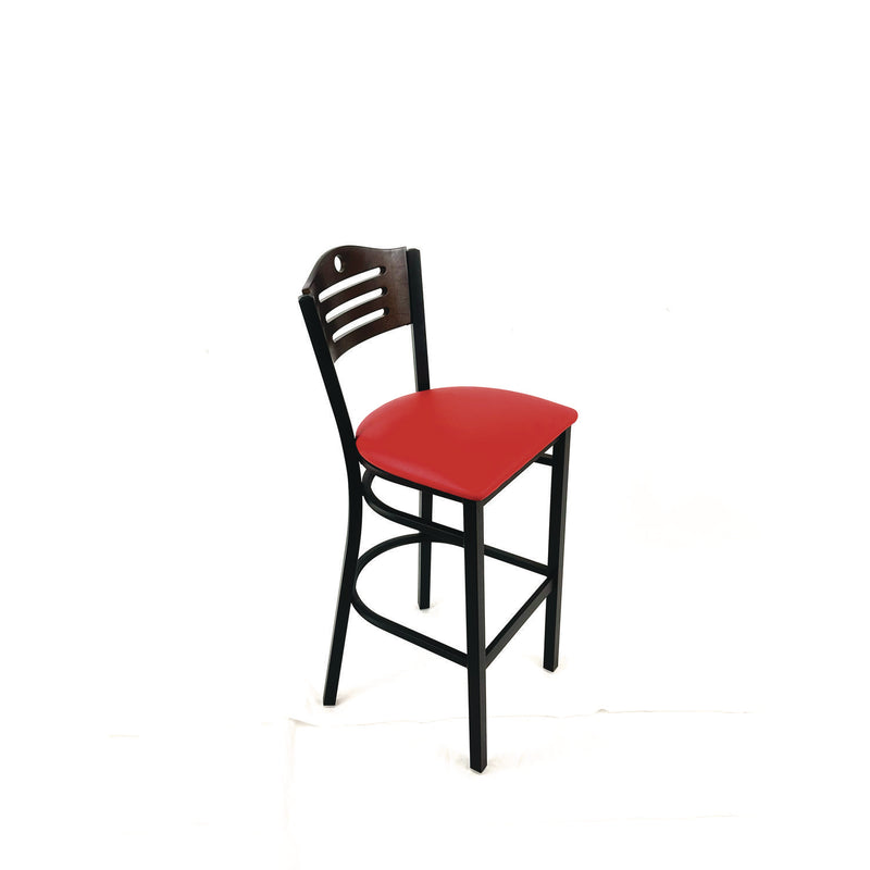 JMC Furniture Eagle Series Barstool, Supports Up to 300 lb, 28.5" Seat Height, Red Seat, Dark Walnut Back, Black Base (JMCEBBVREDC) Each