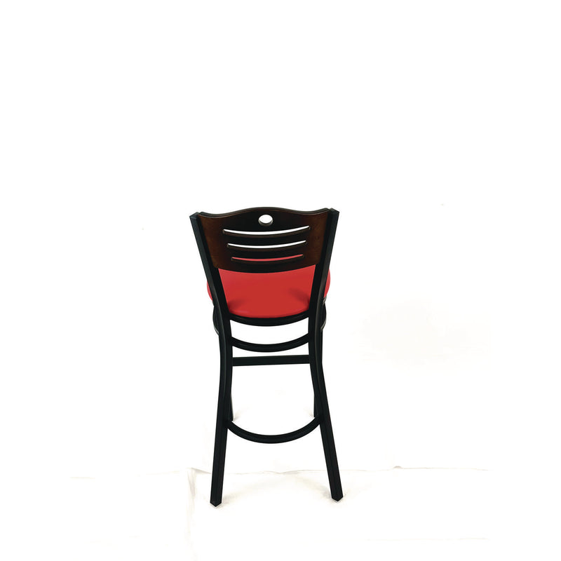 JMC Furniture Eagle Series Barstool, Supports Up to 300 lb, 28.5" Seat Height, Red Seat, Dark Walnut Back, Black Base (JMCEBBVREDC) Each