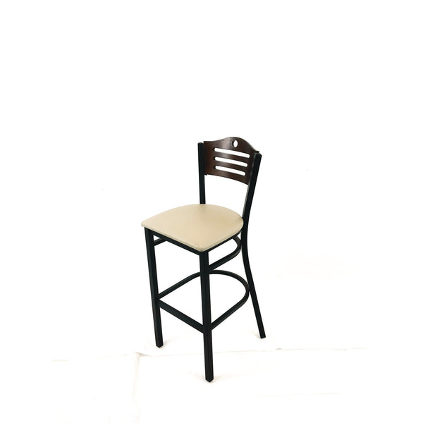 JMC Furniture Eagle Series Barstool, Supports Up to 300 lb, 28.5" Seat Height, Taupe Seat, Dark Walnut Back, Black Base (JMCEBBVTAUC) Each