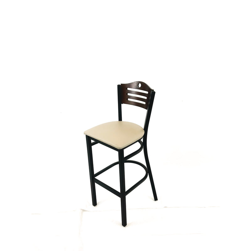 JMC Furniture Eagle Series Barstool, Supports Up to 300 lb, 28.5" Seat Height, Taupe Seat, Dark Walnut Back, Black Base (JMCEBBVTAUC) Each