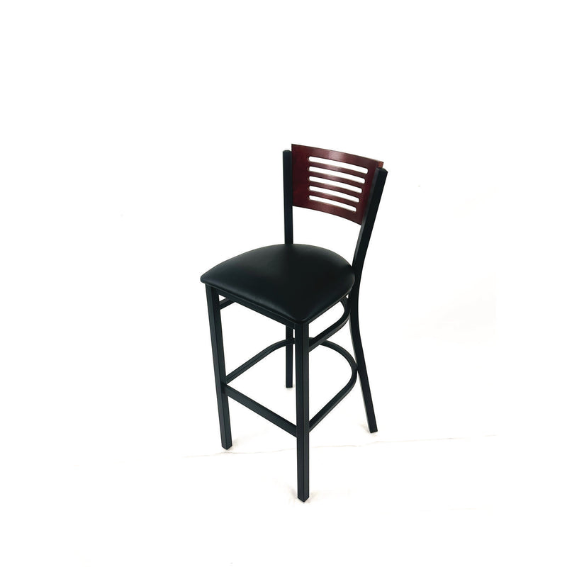 JMC Furniture Jones River Series Barstool, Supports Up to 300 lb, 28.5" Seat Height, Black Seat, Dark Mahogany Back, Black Base (JMCJRBBVBLKB) Each