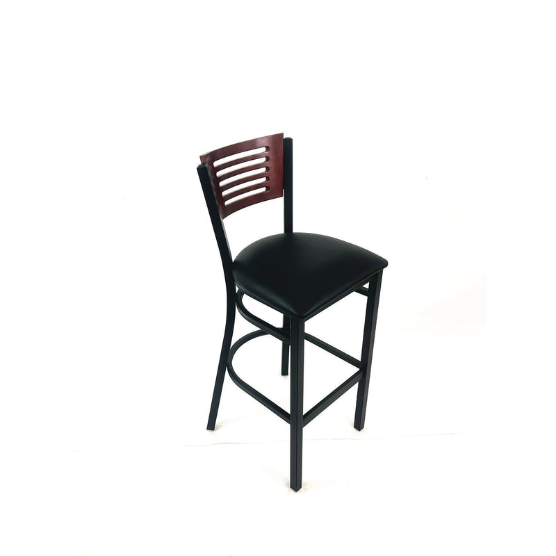 JMC Furniture Jones River Series Barstool, Supports Up to 300 lb, 28.5" Seat Height, Black Seat, Dark Mahogany Back, Black Base (JMCJRBBVBLKB) Each