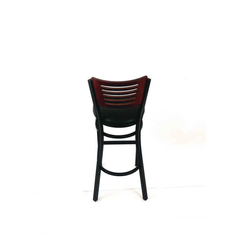 JMC Furniture Jones River Series Barstool, Supports Up to 300 lb, 28.5" Seat Height, Black Seat, Dark Mahogany Back, Black Base (JMCJRBBVBLKB) Each