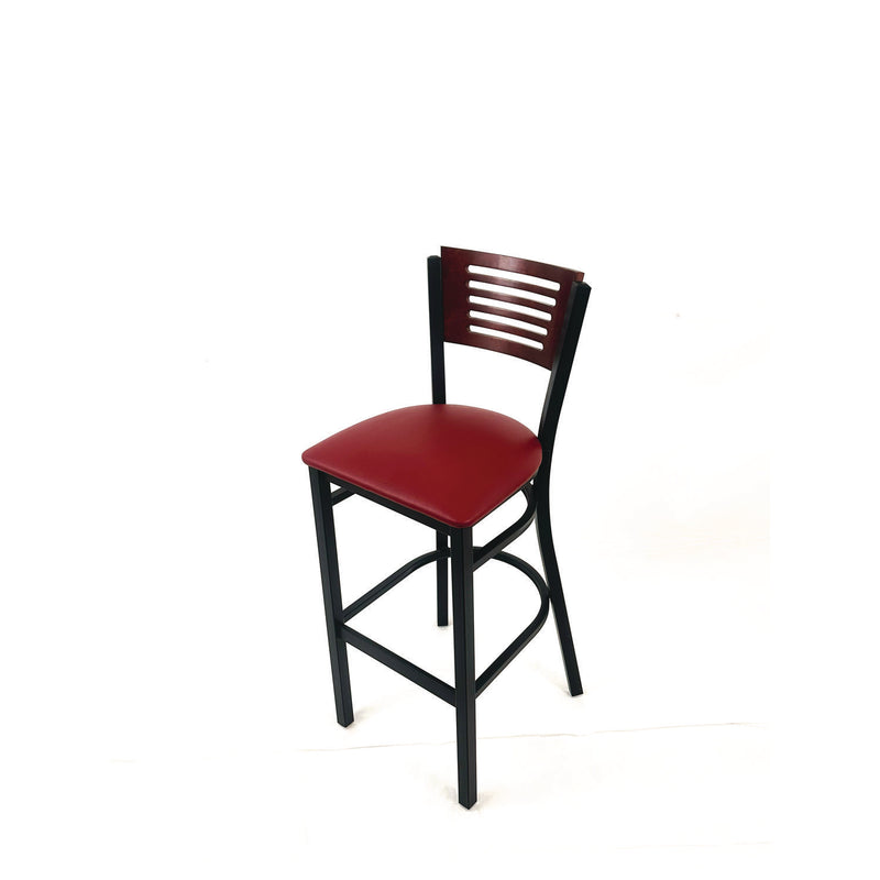 JMC Furniture Jones River Series Barstool, Supports Up to 300 lb, 28.5" Seat Height, Burgundy Seat, Dark Mahogany Back, Black Base (JMCJRBBVBURB) Each