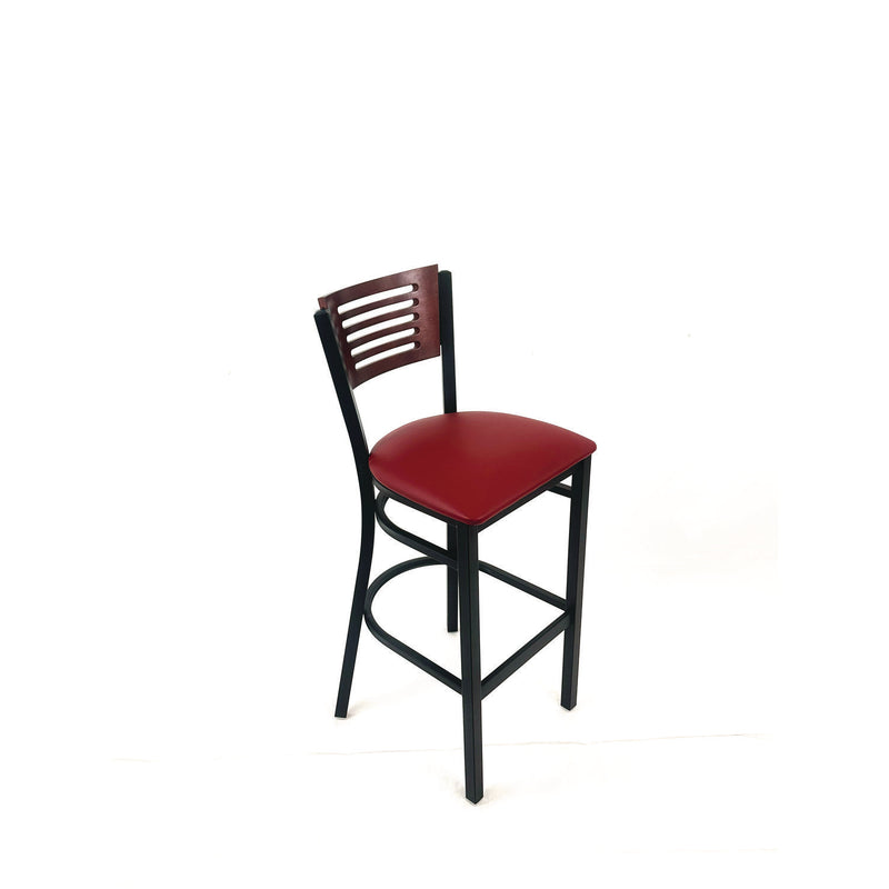 JMC Furniture Jones River Series Barstool, Supports Up to 300 lb, 28.5" Seat Height, Burgundy Seat, Dark Mahogany Back, Black Base (JMCJRBBVBURB) Each