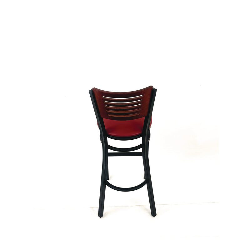 JMC Furniture Jones River Series Barstool, Supports Up to 300 lb, 28.5" Seat Height, Burgundy Seat, Dark Mahogany Back, Black Base (JMCJRBBVBURB) Each