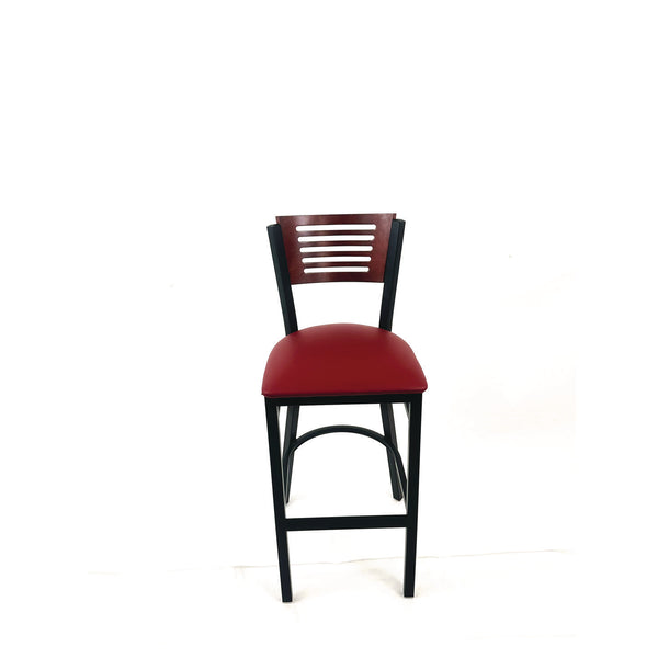 JMC Furniture Jones River Series Barstool, Supports Up to 300 lb, 28.5" Seat Height, Burgundy Seat, Dark Mahogany Back, Black Base (JMCJRBBVBURB) Each