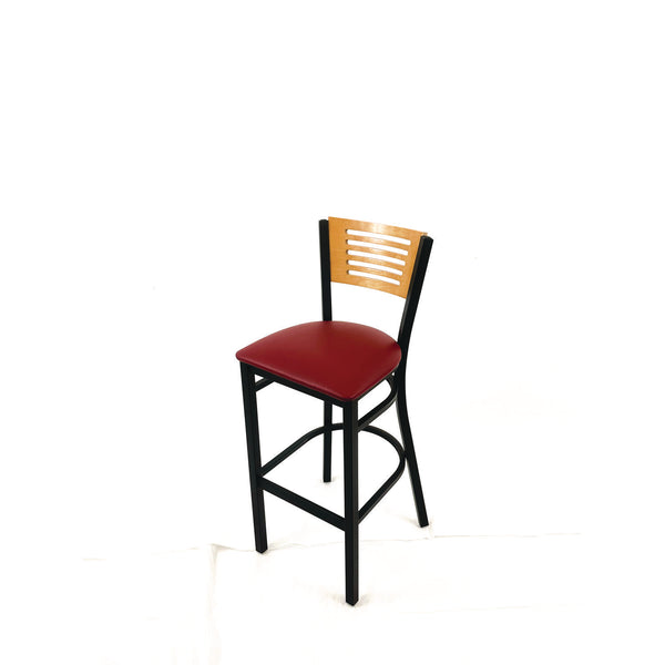 JMC Furniture Jones River Series Barstool, Supports Up to 300 lb, 28.5" Seat Height, Burgundy Seat, Natural Back, Black Base (JMCJRBBVBURD) Each