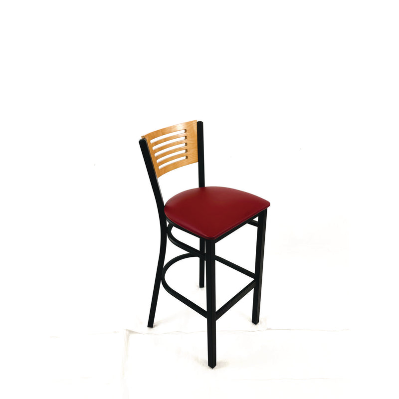 JMC Furniture Jones River Series Barstool, Supports Up to 300 lb, 28.5" Seat Height, Burgundy Seat, Natural Back, Black Base (JMCJRBBVBURD) Each
