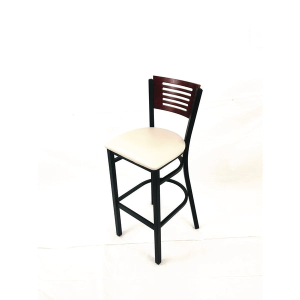 JMC Furniture Jones River Series Barstool, Supports Up to 300 lb, 28.5" Seat Height, Cream Seat, Dark Mahogany Back, Black Base (JMCJRBBVCRMB) Each
