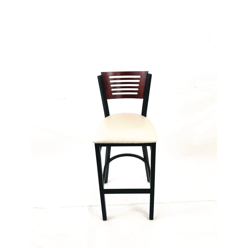 JMC Furniture Jones River Series Barstool, Supports Up to 300 lb, 28.5" Seat Height, Cream Seat, Dark Mahogany Back, Black Base (JMCJRBBVCRMB) Each