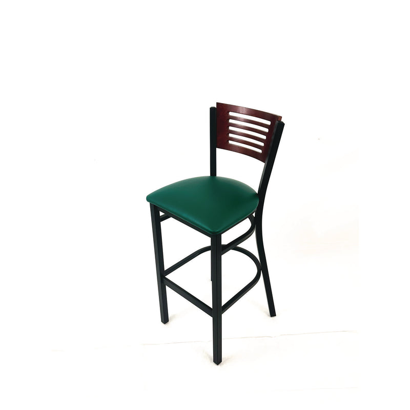JMC Furniture Jones River Series Barstool, Supports Up to 300 lb, 28.5" Seat Height, Green Seat, Dark Mahogany Back, Black Base (JMCJRBBVGRNB) Each
