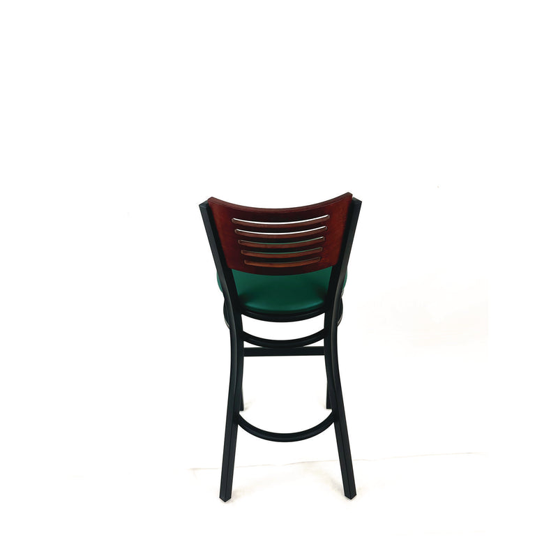 JMC Furniture Jones River Series Barstool, Supports Up to 300 lb, 28.5" Seat Height, Green Seat, Dark Mahogany Back, Black Base (JMCJRBBVGRNB) Each