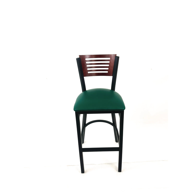 JMC Furniture Jones River Series Barstool, Supports Up to 300 lb, 28.5" Seat Height, Green Seat, Dark Mahogany Back, Black Base (JMCJRBBVGRNB) Each