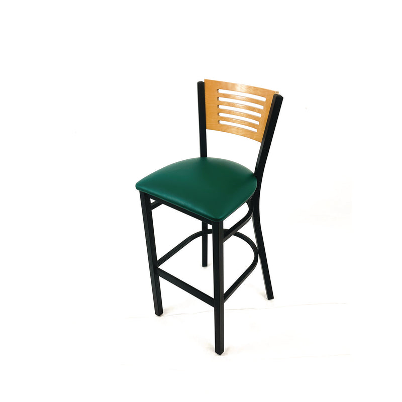 JMC Furniture Jones River Series Barstool, Supports Up to 300 lb, 28.5" Seat Height, Green Seat, Natural Back, Black Base (JMCJRBBVGRND) Each