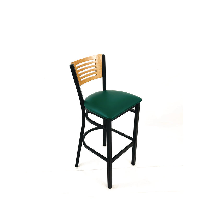 JMC Furniture Jones River Series Barstool, Supports Up to 300 lb, 28.5" Seat Height, Green Seat, Natural Back, Black Base (JMCJRBBVGRND) Each