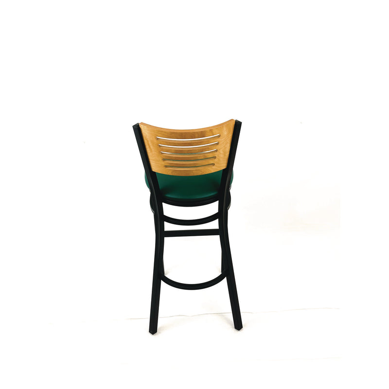 JMC Furniture Jones River Series Barstool, Supports Up to 300 lb, 28.5" Seat Height, Green Seat, Natural Back, Black Base (JMCJRBBVGRND) Each
