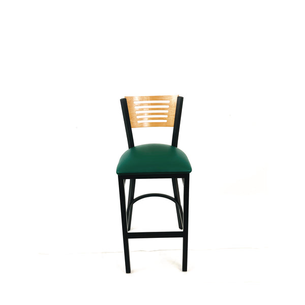 JMC Furniture Jones River Series Barstool, Supports Up to 300 lb, 28.5" Seat Height, Green Seat, Natural Back, Black Base (JMCJRBBVGRND) Each