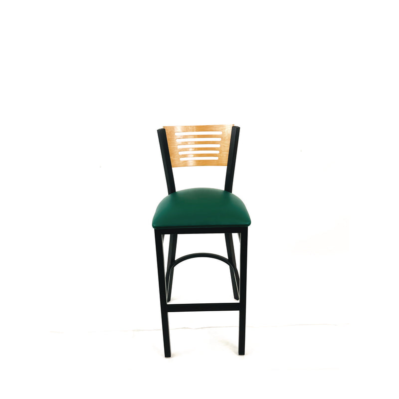 JMC Furniture Jones River Series Barstool, Supports Up to 300 lb, 28.5" Seat Height, Green Seat, Natural Back, Black Base (JMCJRBBVGRND) Each