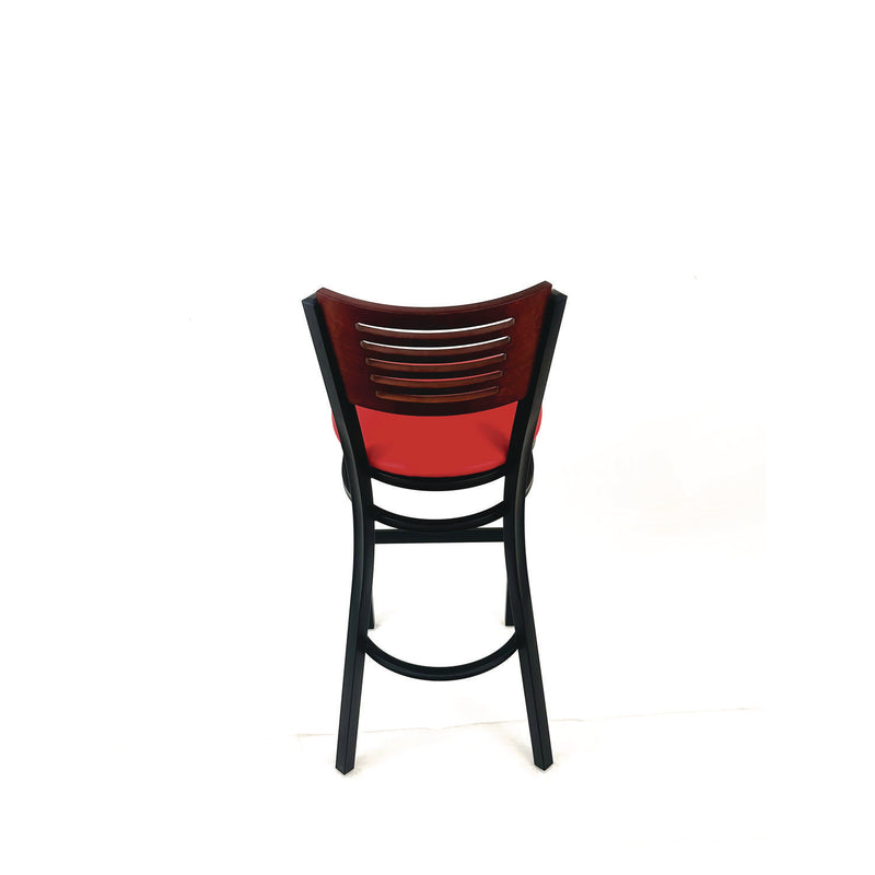 JMC Furniture Jones River Series Barstool, Supports Up to 300 lb, 28.5" Seat Height, Red Seat, Dark Mahogany Back, Black Base (JMCJRBBVREDB) Each
