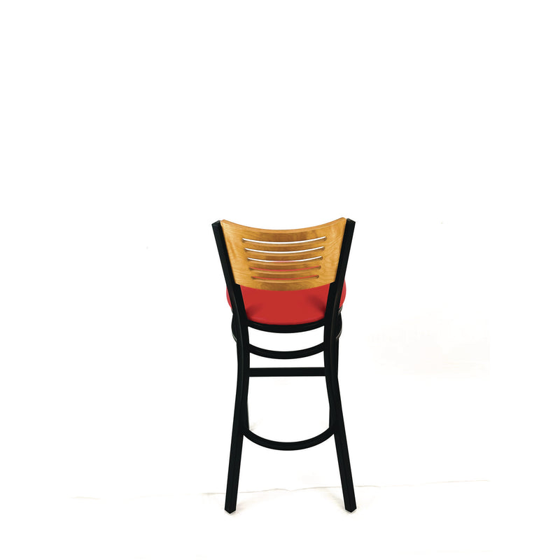 JMC Furniture Jones River Series Barstool, Supports Up to 300 lb, 28.5" Seat Height, Red Seat, Natural Back, Black Base (JMCJRBBVREDD) Each