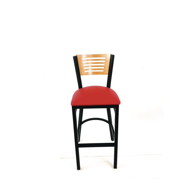 JMC Furniture Jones River Series Barstool, Supports Up to 300 lb, 28.5" Seat Height, Red Seat, Natural Back, Black Base (JMCJRBBVREDD) Each