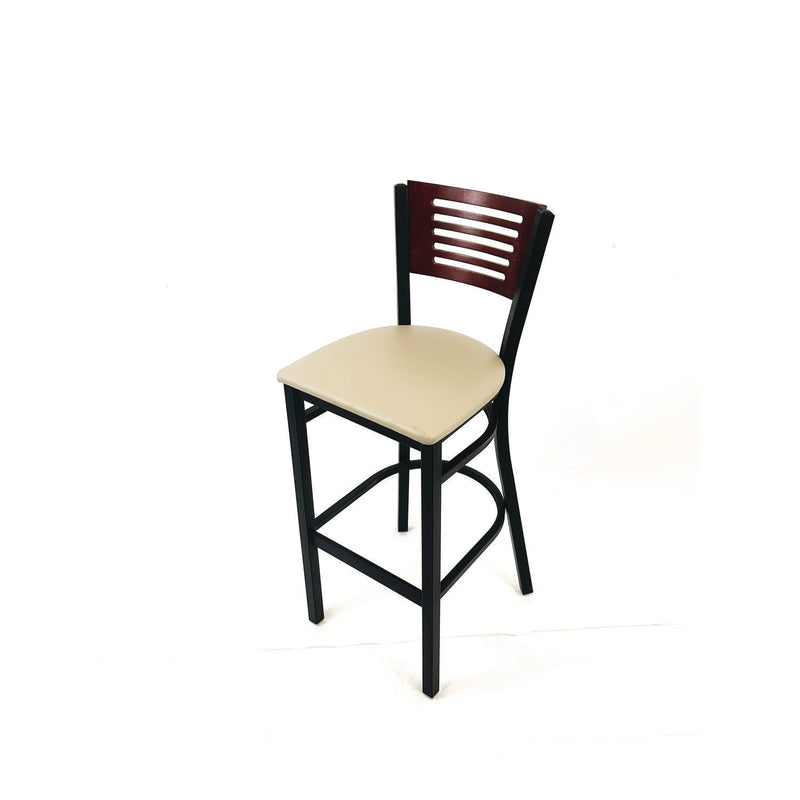 JMC Furniture Jones River Series Barstool, Supports Up to 300 lb, 28.5" Seat Height, Taupe Seat, Dark Mahogany Back, Black Base (JMCJRBBVTAUB) Each