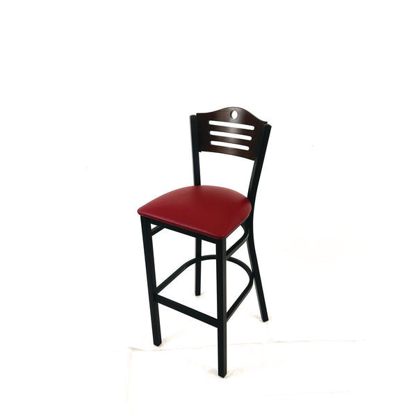 JMC Furniture Eagle Series Barstool, Supports Up to 300 lb, 28.5" Seat Height, Burgundy Seat, Dark Walnut Back, Black Base (JMCEBBVBURC) Each