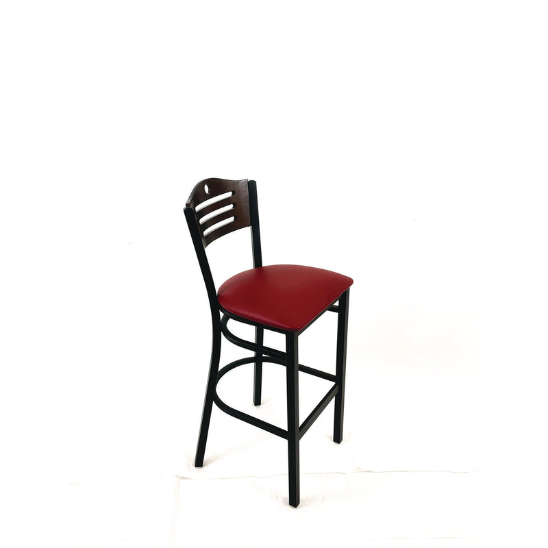 JMC Furniture Eagle Series Barstool, Supports Up to 300 lb, 28.5" Seat Height, Burgundy Seat, Dark Walnut Back, Black Base (JMCEBBVBURC) Each