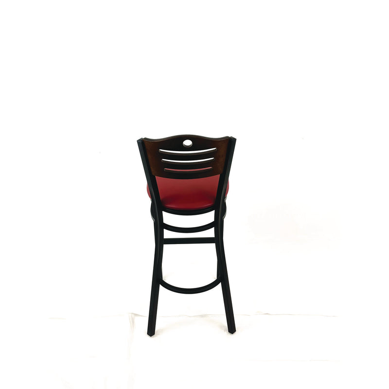 JMC Furniture Eagle Series Barstool, Supports Up to 300 lb, 28.5" Seat Height, Burgundy Seat, Dark Walnut Back, Black Base (JMCEBBVBURC) Each