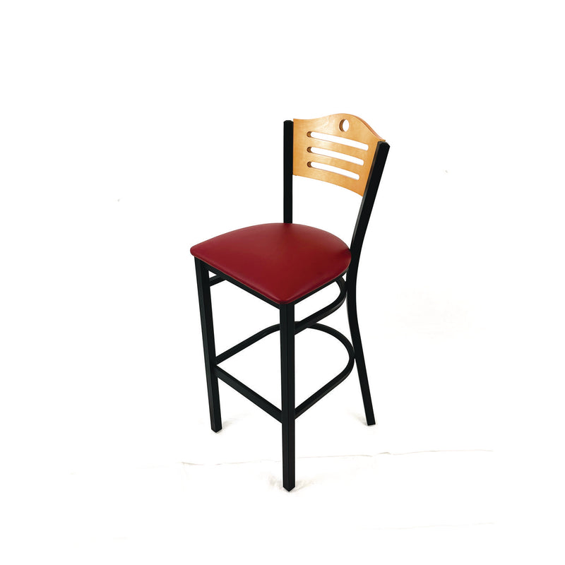 JMC Furniture Eagle Series Barstool, Supports Up to 300 lb, 28.5" Seat Height, Burgundy Seat, Natural Back, Black Base (JMCEBBVBURD) Each