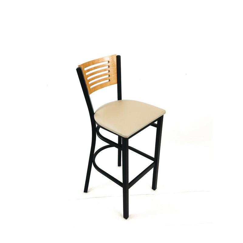 JMC Furniture Jones River Series Barstool, Supports Up to 300 lb, 28.5" Seat Height, Taupe Seat, Natural Back, Black Base (JMCJRBBVTAUD) Each