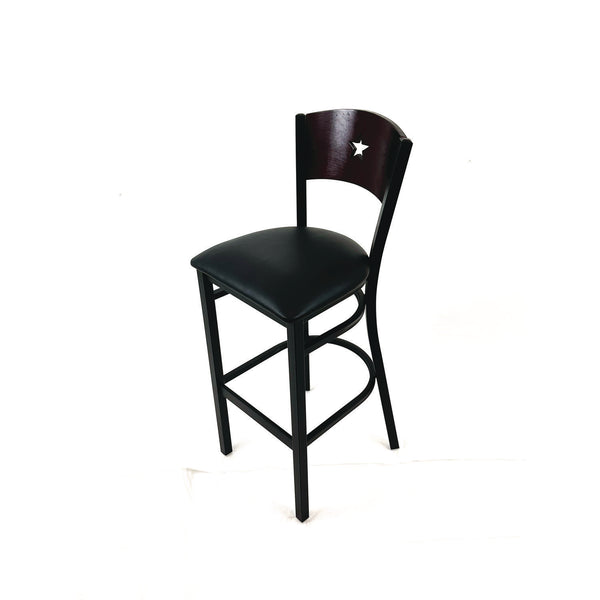 JMC Furniture Liberty Series Barstool, Supports Up to 300 lb, 28.5" Seat Height, Black Seat, Dark Mahogany Back, Black Base (JMCLBBVBLKB) Each
