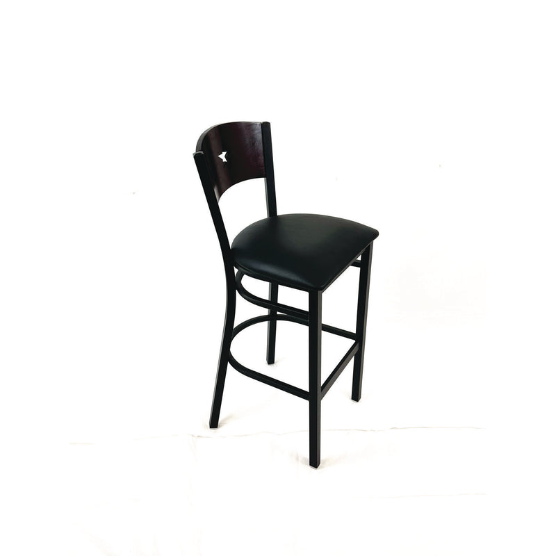 JMC Furniture Liberty Series Barstool, Supports Up to 300 lb, 28.5" Seat Height, Black Seat, Dark Mahogany Back, Black Base (JMCLBBVBLKB) Each