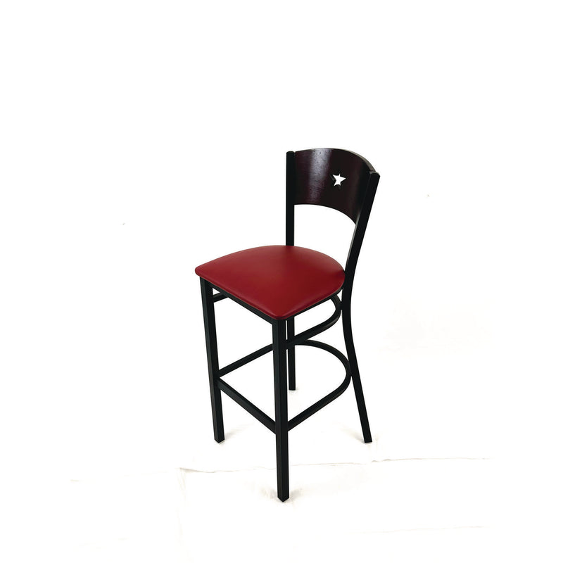 JMC Furniture Liberty Series Barstool, Supports Up to 300 lb, 28.5" Seat Height, Burgundy Seat, Dark Mahogany Back, Black Base (JMCLBBVBURB) Each