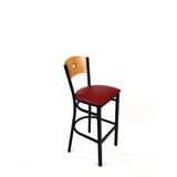 JMC Furniture Liberty Series Barstool, Supports Up to 300 lb, 28.5" Seat Height, Burgundy Seat, Natural Back, Black Base (JMCLBBVBURD) Each