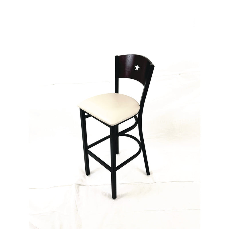 JMC Furniture Liberty Series Barstool, Supports Up to 300 lb, 28.5" Seat Height, Cream Seat, Dark Mahogany Back, Black Base (JMCLBBVCRMB) Each