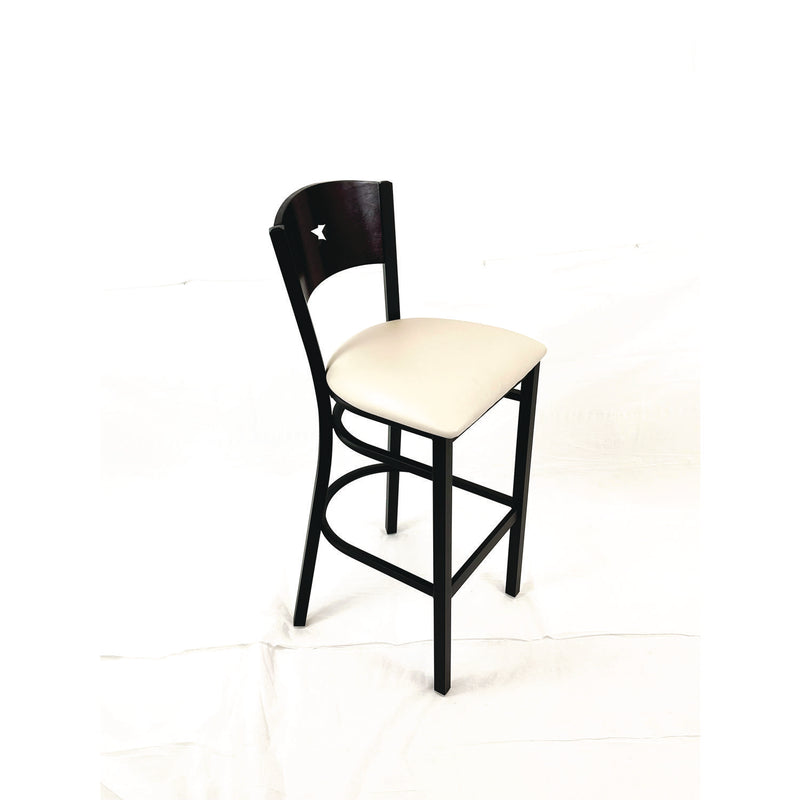 JMC Furniture Liberty Series Barstool, Supports Up to 300 lb, 28.5" Seat Height, Cream Seat, Dark Mahogany Back, Black Base (JMCLBBVCRMB) Each