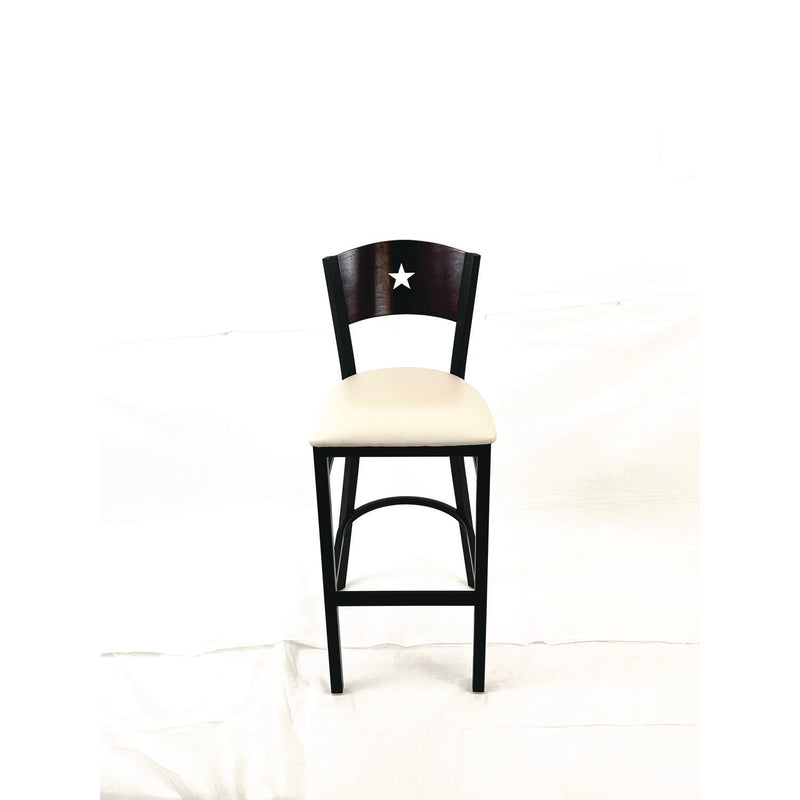 JMC Furniture Liberty Series Barstool, Supports Up to 300 lb, 28.5" Seat Height, Cream Seat, Dark Mahogany Back, Black Base (JMCLBBVCRMB) Each
