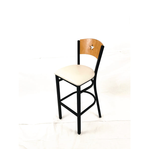 JMC Furniture Liberty Series Barstool, Supports Up to 300 lb, 28.5" Seat Height, Cream Seat, Natural Back, Black Base (JMCLBBVCRMD) Each