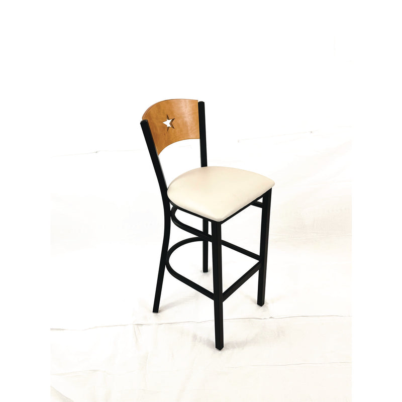 JMC Furniture Liberty Series Barstool, Supports Up to 300 lb, 28.5" Seat Height, Cream Seat, Natural Back, Black Base (JMCLBBVCRMD) Each
