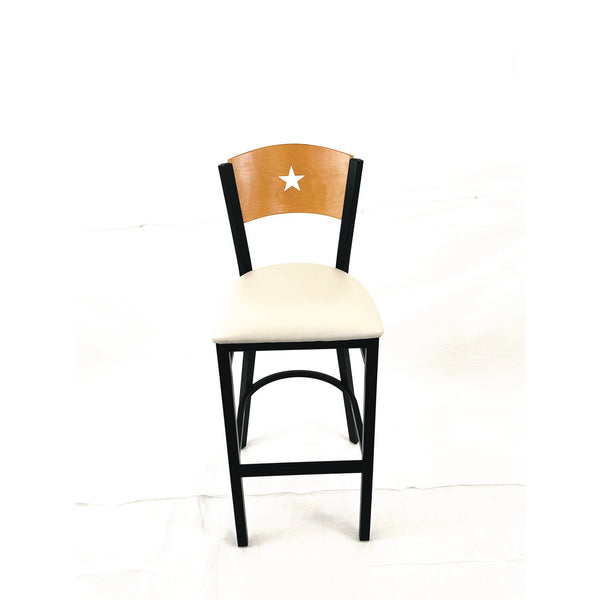 JMC Furniture Liberty Series Barstool, Supports Up to 300 lb, 28.5" Seat Height, Cream Seat, Natural Back, Black Base (JMCLBBVCRMD) Each