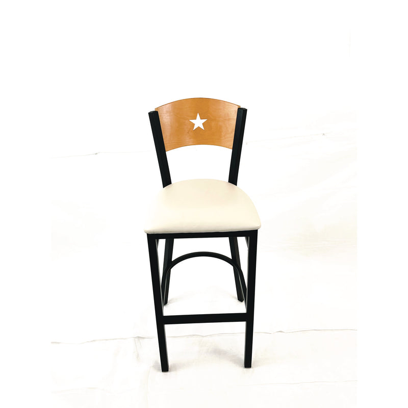 JMC Furniture Liberty Series Barstool, Supports Up to 300 lb, 28.5" Seat Height, Cream Seat, Natural Back, Black Base (JMCLBBVCRMD) Each